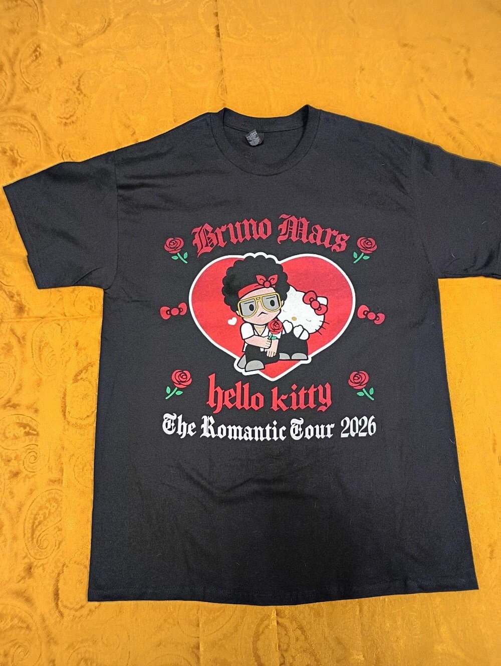 Bruno Mars & Hello Kitty The Romantic Tour 2026 Pop Up North America T Shirt L